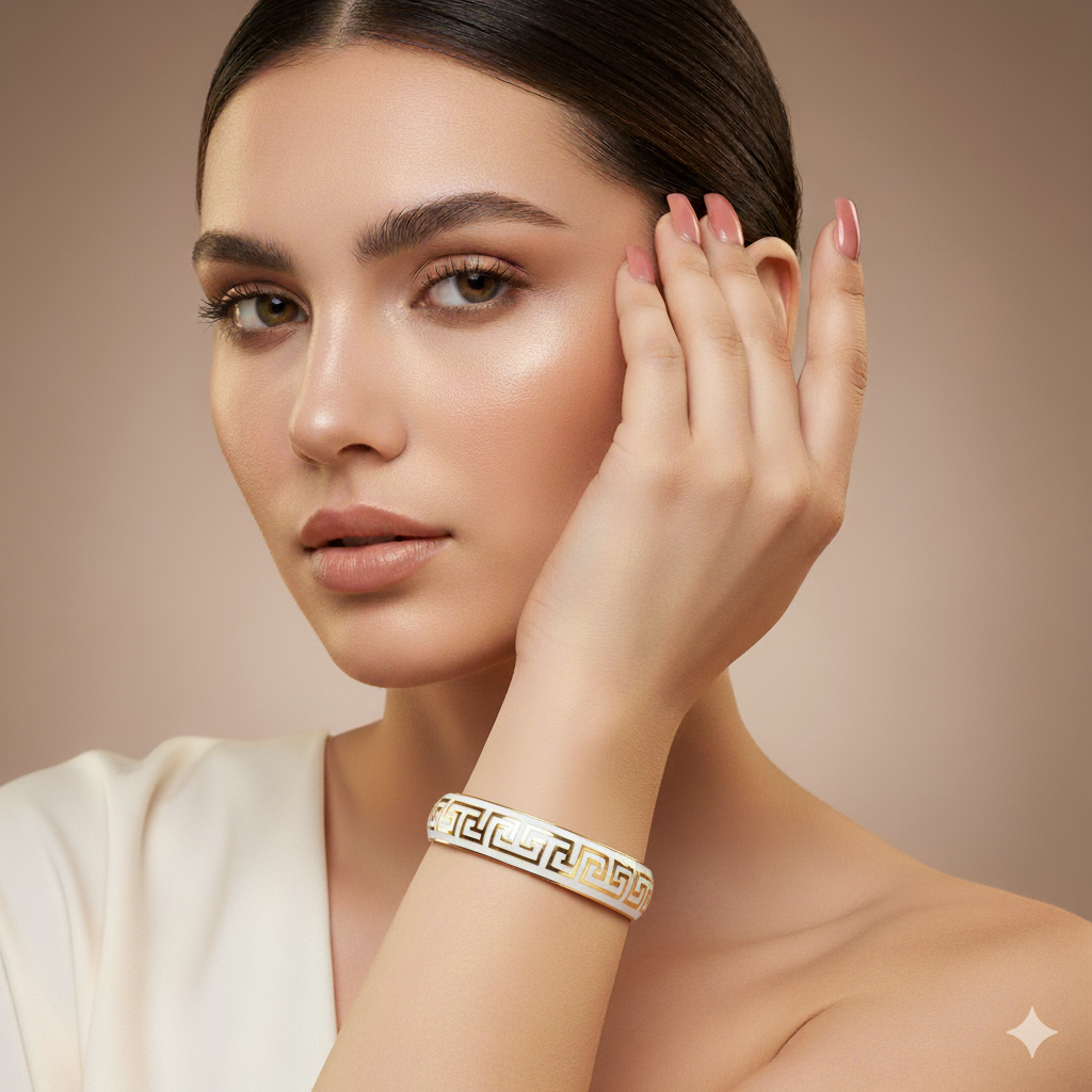 White Pattern Bangle